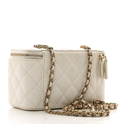 Chanel Caviar Quilted Small Vanity Case With Chain White 3 of 13