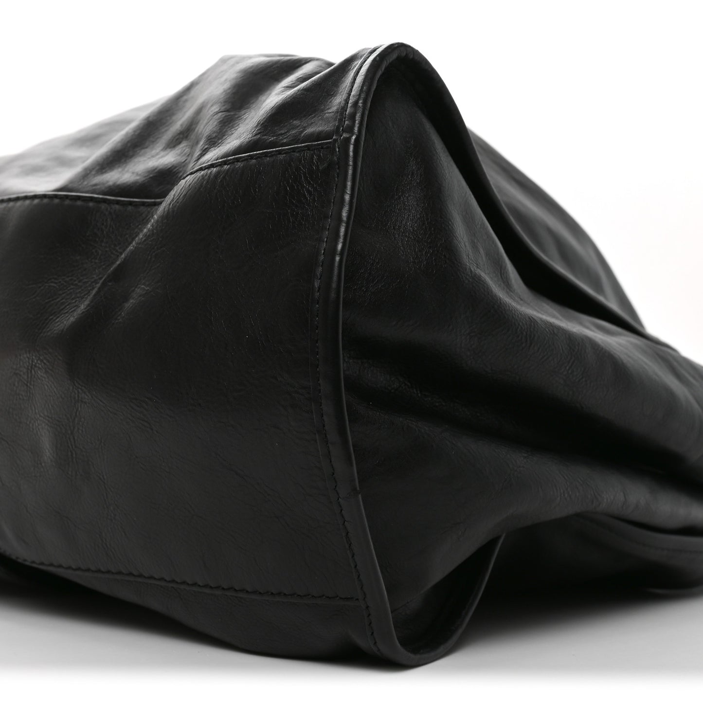 Calfskin Large Soft Stirrup Shoulder Bag Black