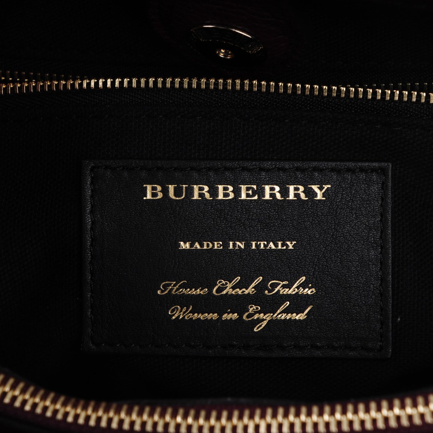 Calfskin House Check Medium Banner Tote Mahogany Red