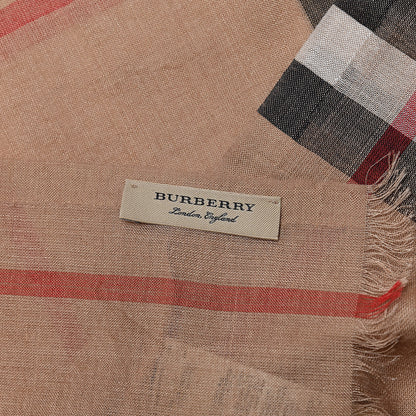 Burberry Wool Silk House Check Lightweight Scarf Camel 5 of 5