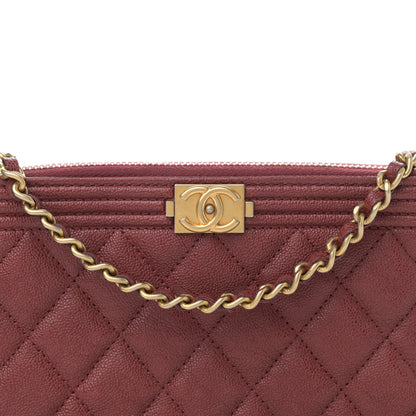 Chanel Caviar Quilted Small Boy Clutch With Chain Burgundy 10 of 13