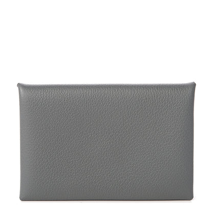 Hermes Evercolor Calvi Verso Card Case Vert Amande Gris Perle 1 of 5