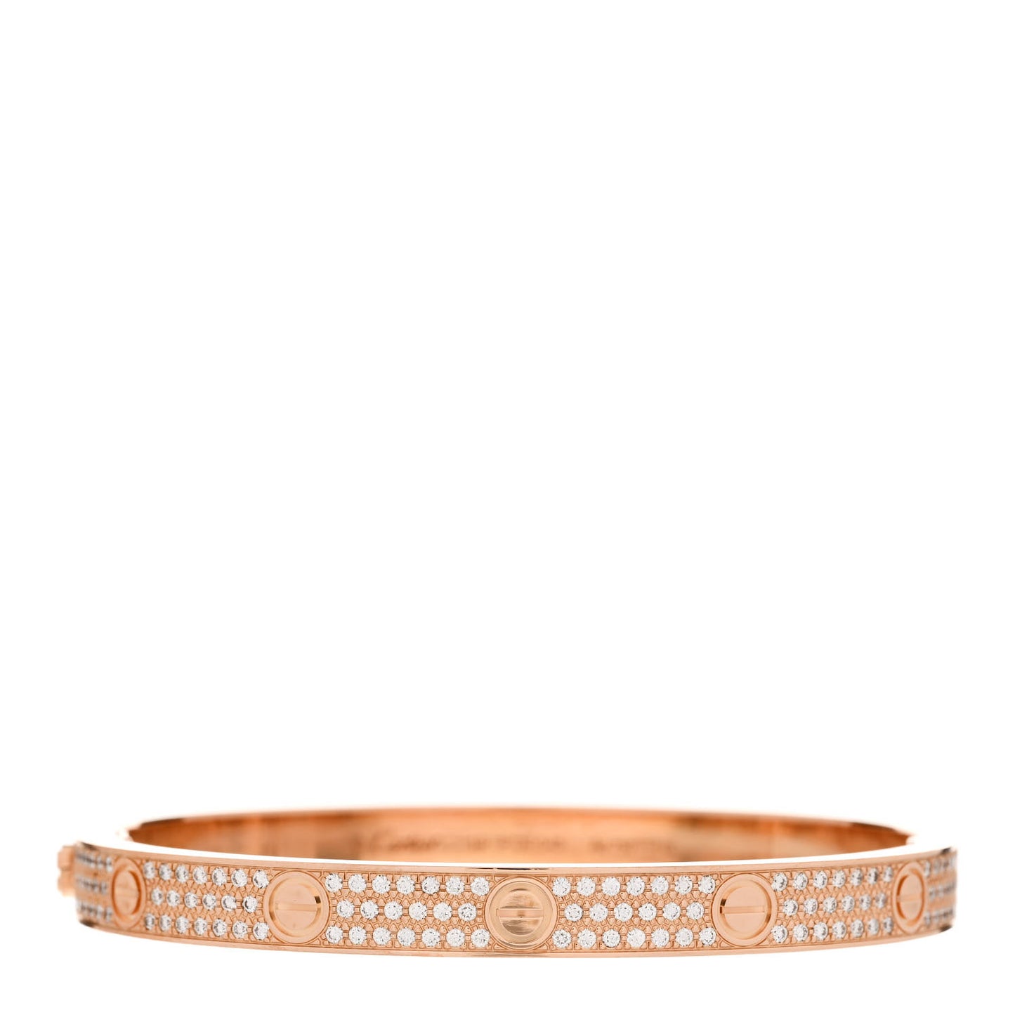 18K Pink Gold Diamond LOVE Paved Bracelet 19
