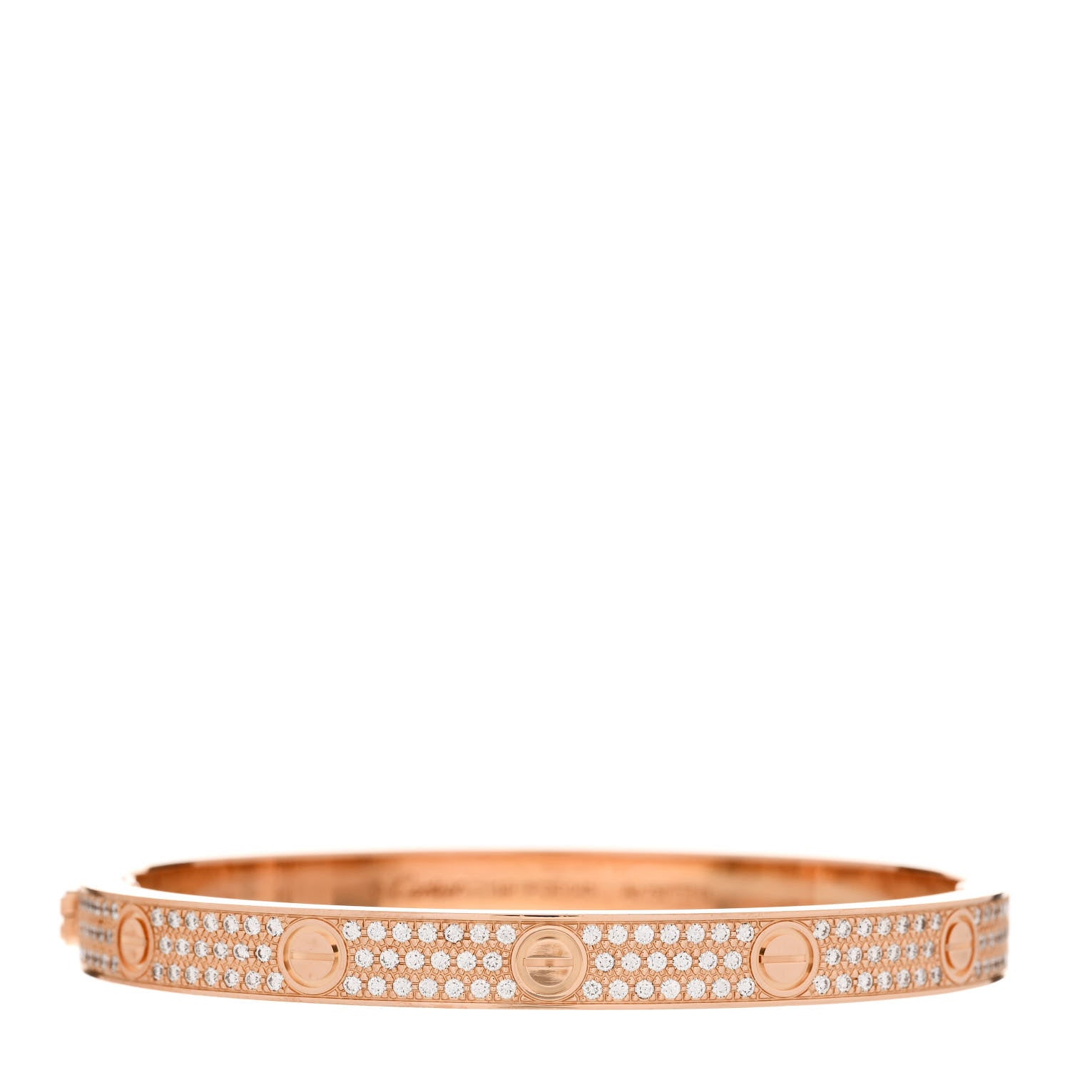 Cartier 18K Pink Gold Diamond LOVE Paved Bracelet 19 1 of 5