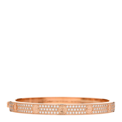 Cartier 18K Pink Gold Diamond LOVE Paved Bracelet 19 1 of 5