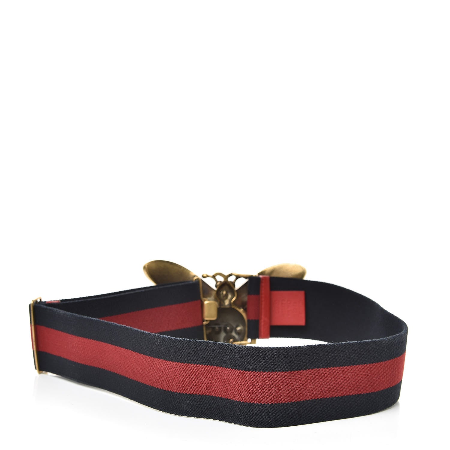 Gucci Web Queen Margaret Bee Belt 80 32 Red Navy 3 of 4