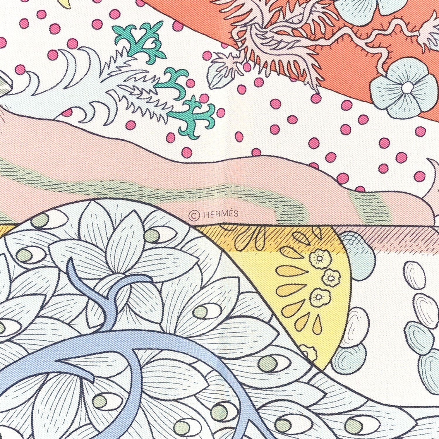 Hermes Silk Le Premier Chant Scarf 90 Abricot Ciel Vert 3 of 4