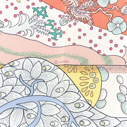Hermes Silk Le Premier Chant Scarf 90 Abricot Ciel Vert 3 of 4