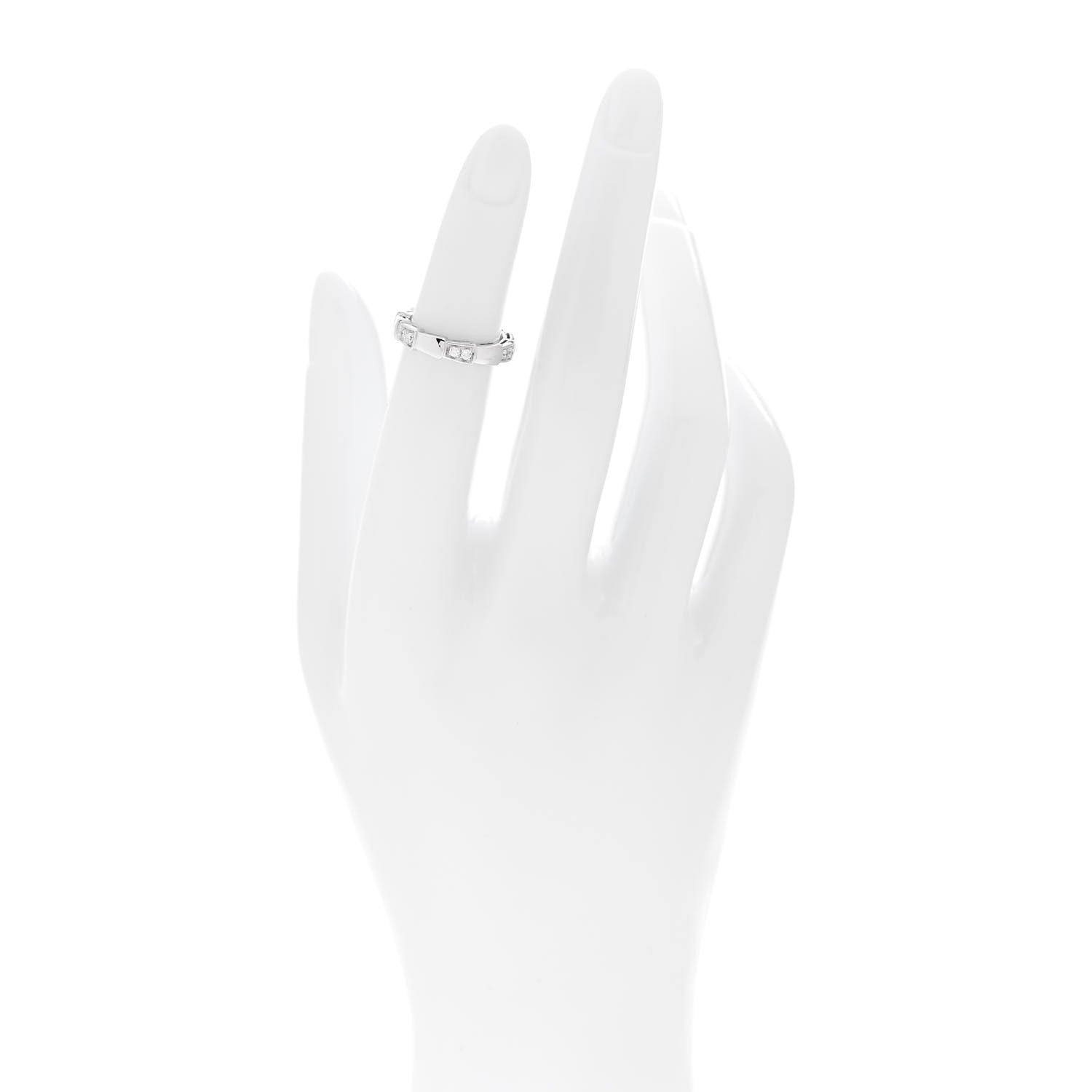 Bulgari 18K White Gold Diamond Serpenti Viper Band Ring 46 3.75 2 of 6