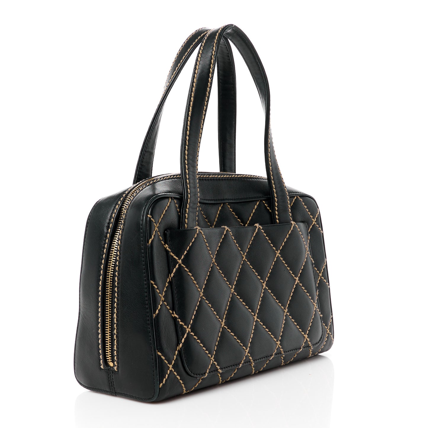 Calfskin Contrast Stitch Surpique Bowler Black
