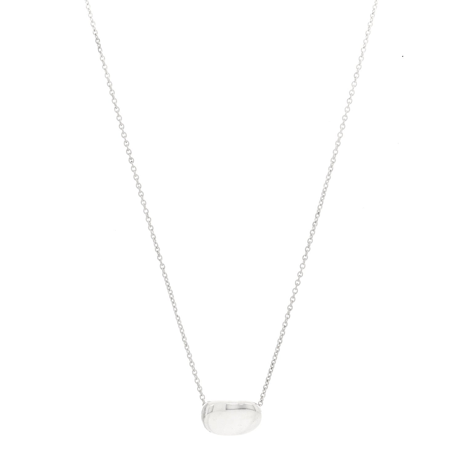 Tiffany Sterling Silver Elsa Peretti 8mm Bean Pendant Necklace 1 of 4