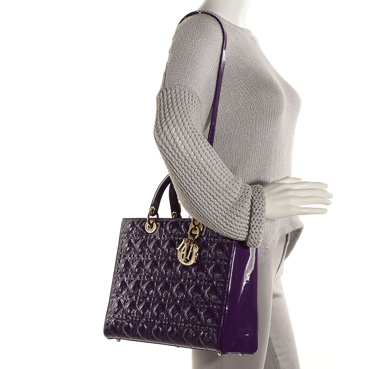 Patent Cannage Large Lady Dior Violet Purple