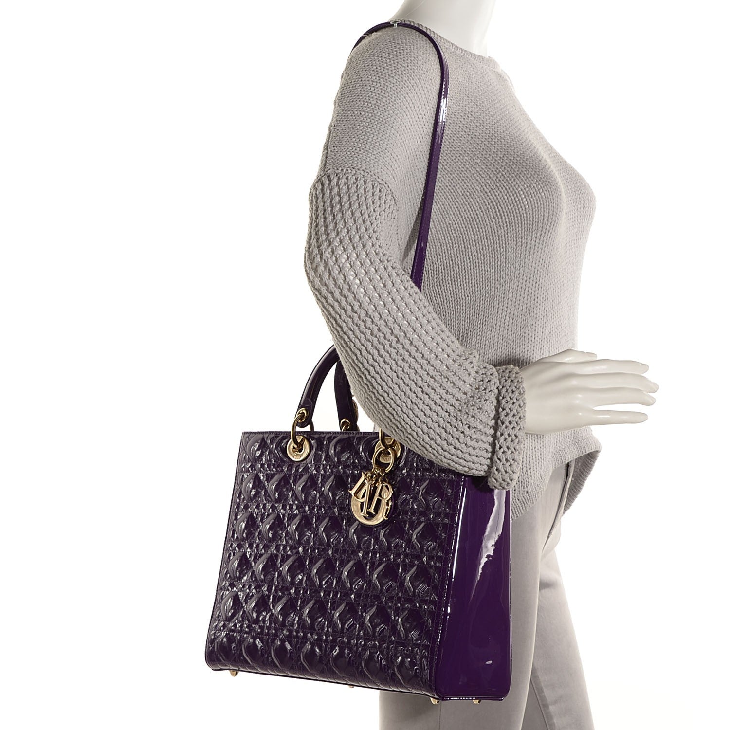 Christian Dior Patent Cannage Large Lady Dior Violet Purple 2 of 9
