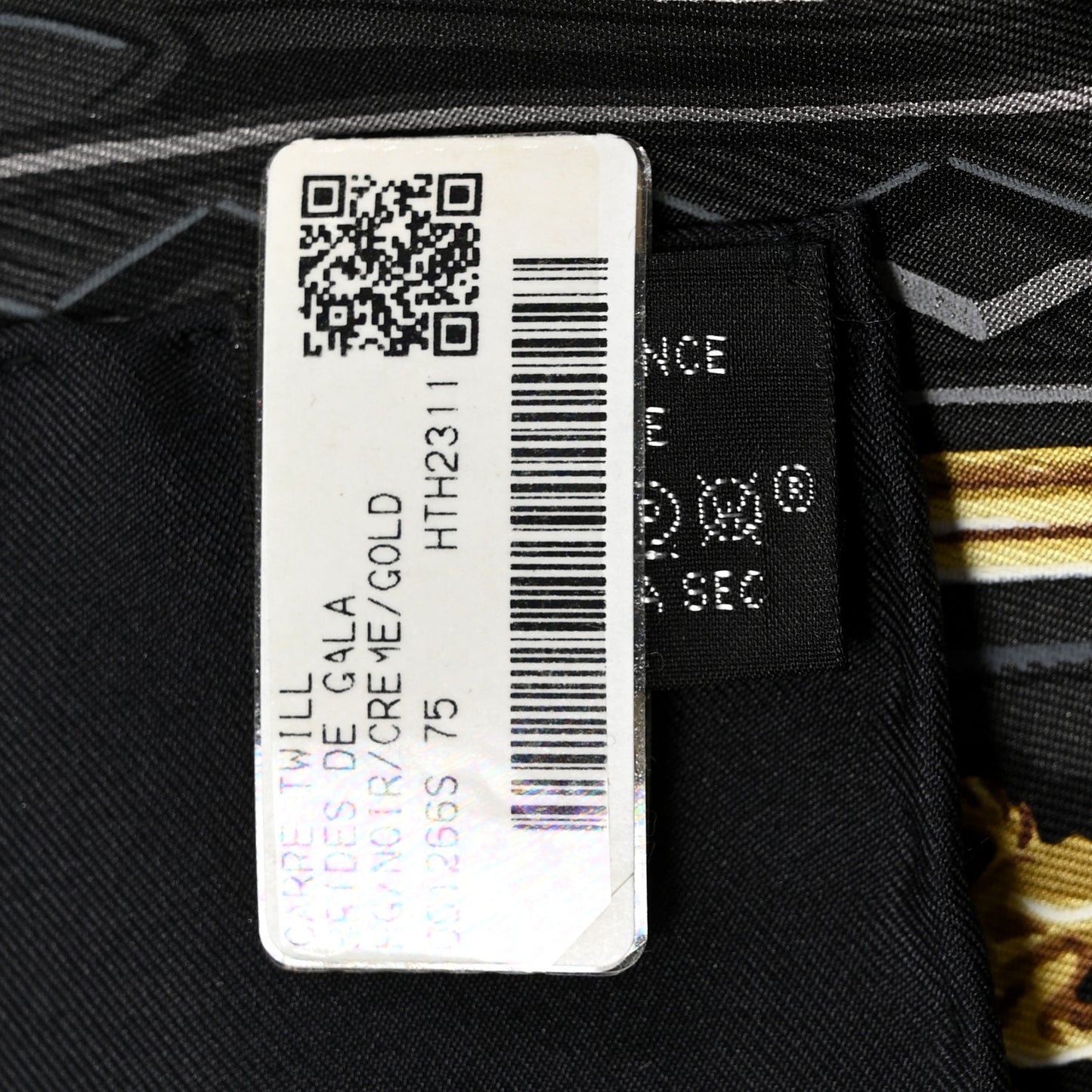 Silk Brides De Gala Scarf 90 Black Creme Gold