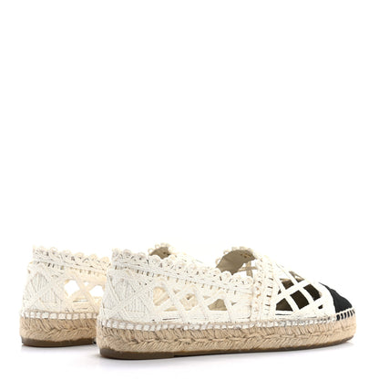Chanel Woven Fabric Grosgrain CC Espadrilles 39 White Black 4 of 9