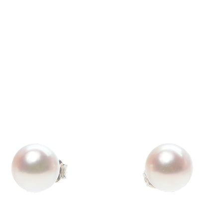 Tiffany 18k White Gold Akoya Pearl 7-7.5mm Signature Earrings 1 of 5