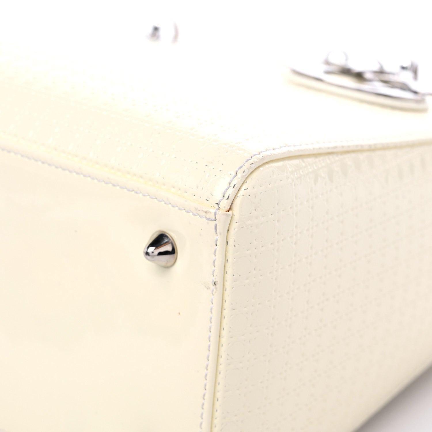 Christian Dior Patent Micro-Cannage Medium Lady Dior White 8 of 13