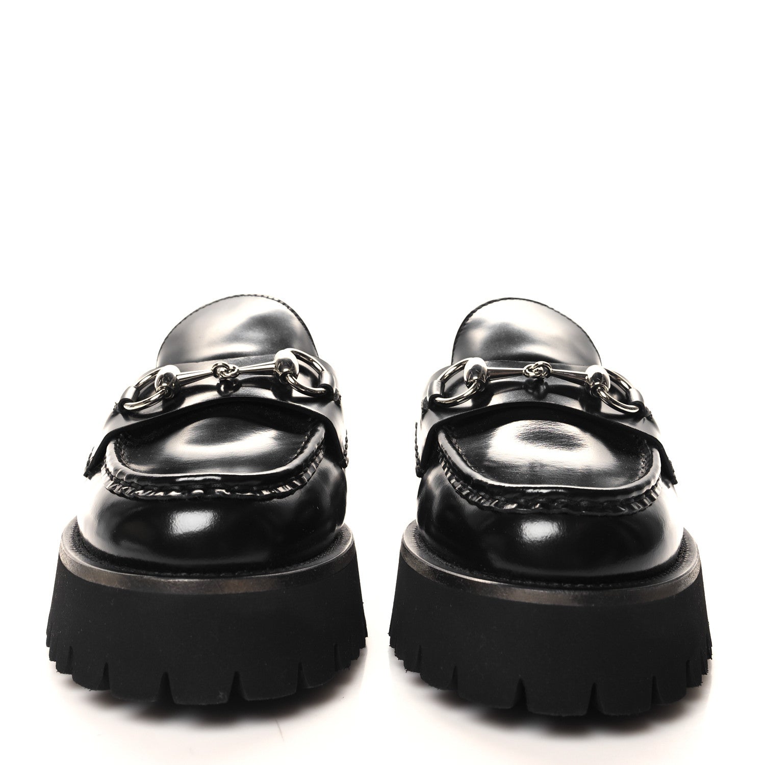Gucci Magnum Calfskin Womens Horsebit Platform Mules 37.5 Black 2 of 9