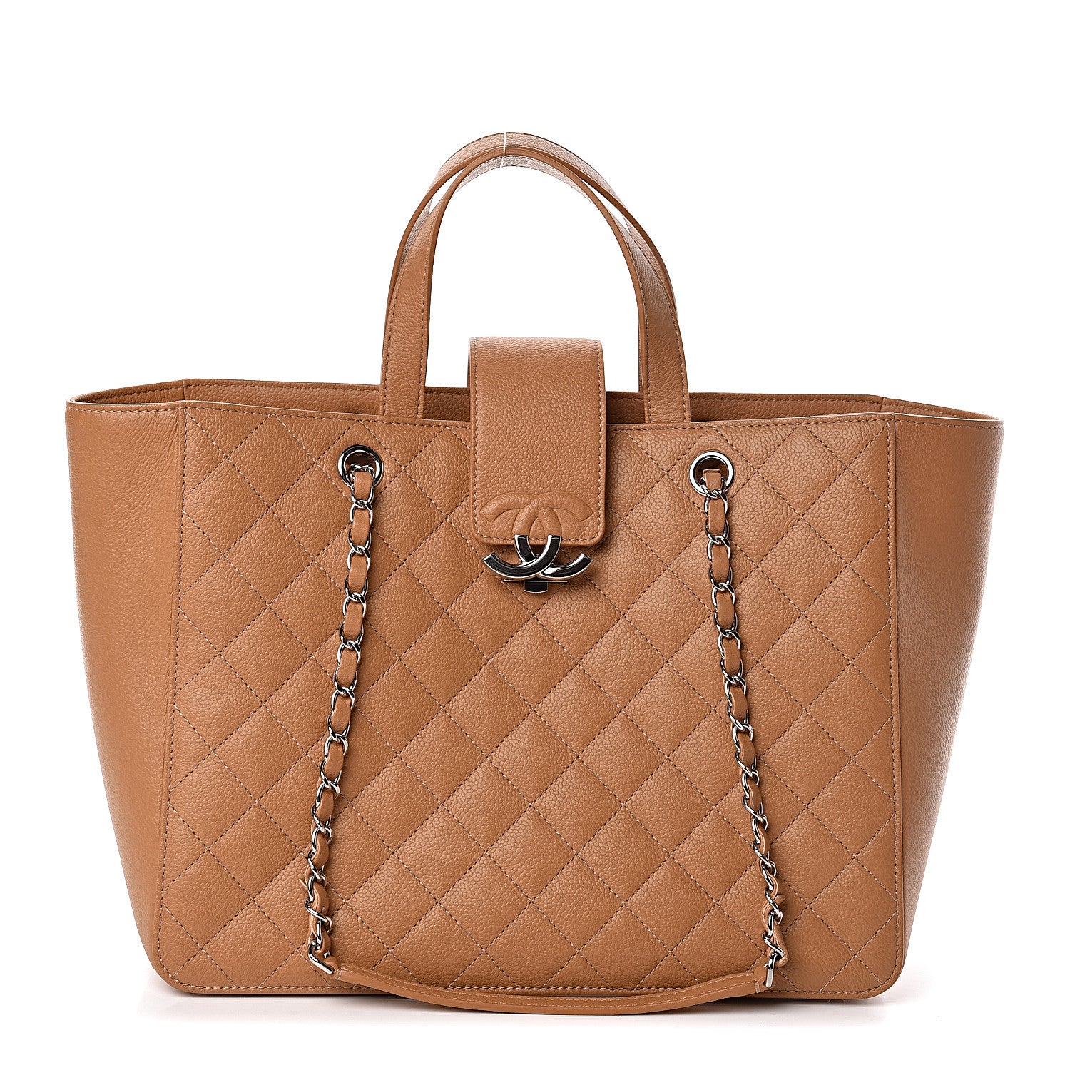 Chanel Caviar Quilted Large CC Box Shopping Tote Camel 1 of 10