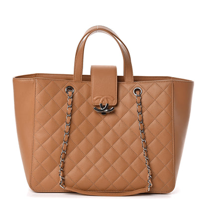 Chanel Caviar Quilted Large CC Box Shopping Tote Camel 1 of 10