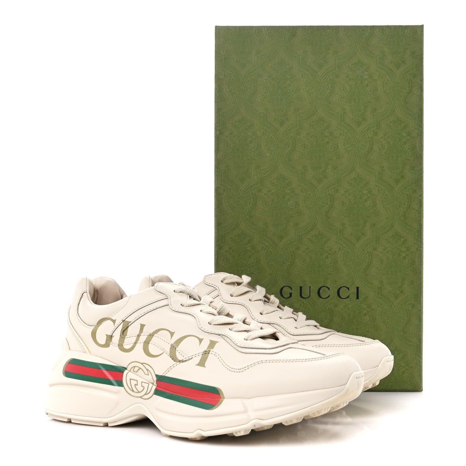 Gucci Calfskin Logo Womens Rhyton Sneakers 38 Ivory 12 of 12