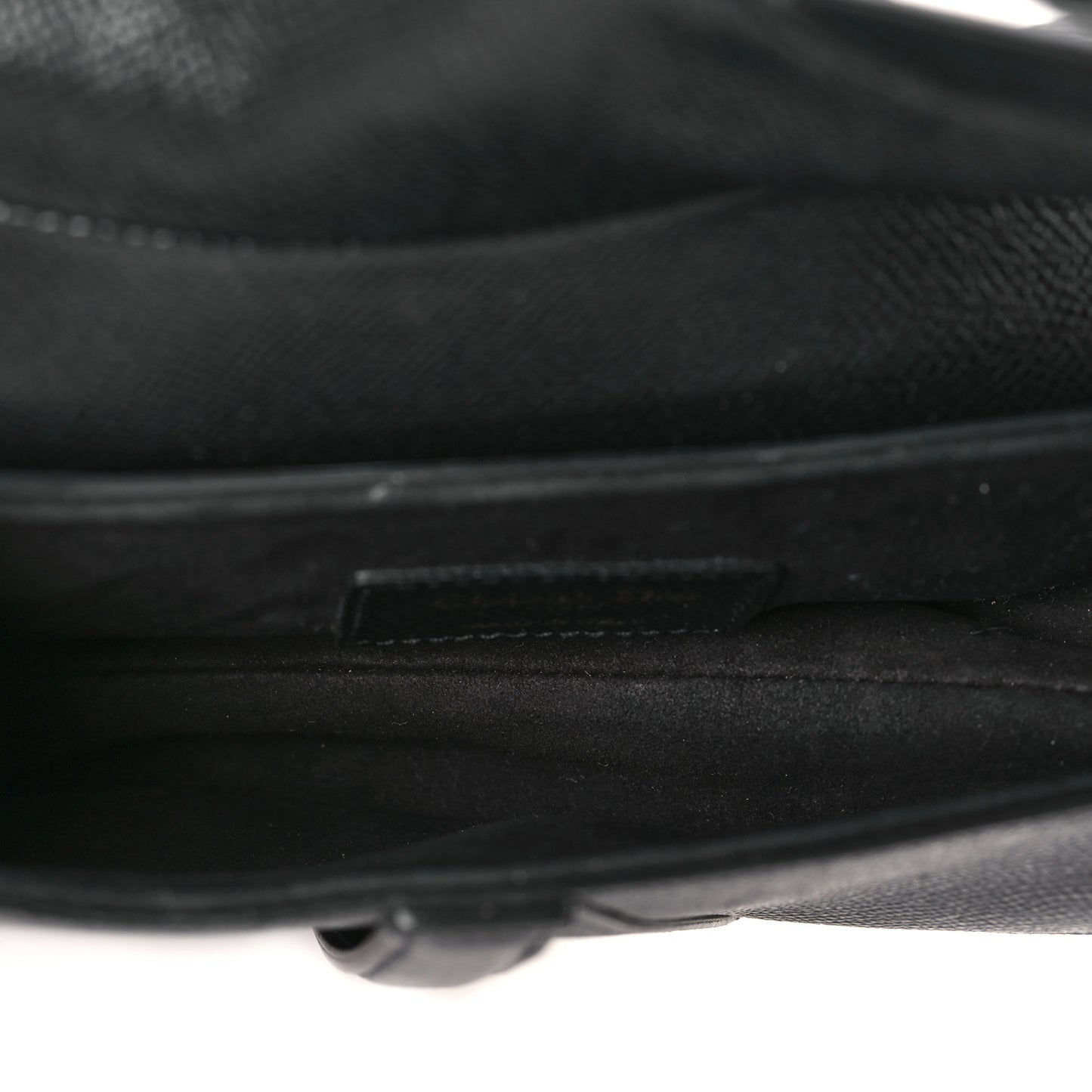 Grained Calfskin Mini Saddle Bag Black