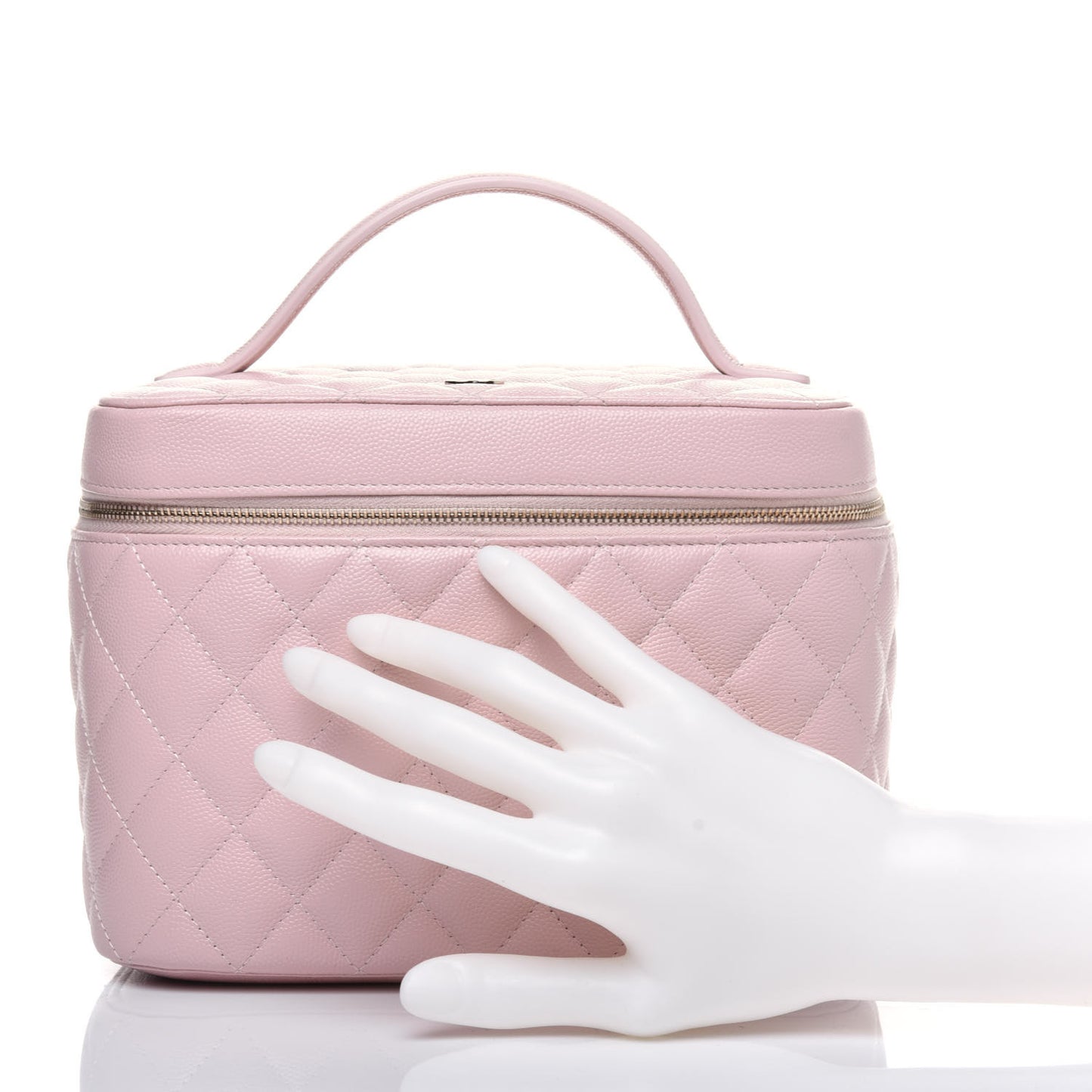 Caviar Quilted Large Vanity Pouch Light Pink