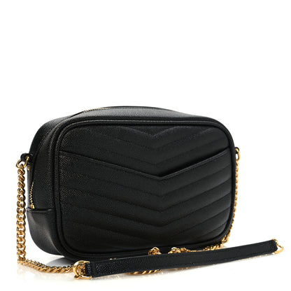 Saint Laurent Grain De Poudre Matelasse Monogram Mini Lou Camera Bag Black 2 of 10