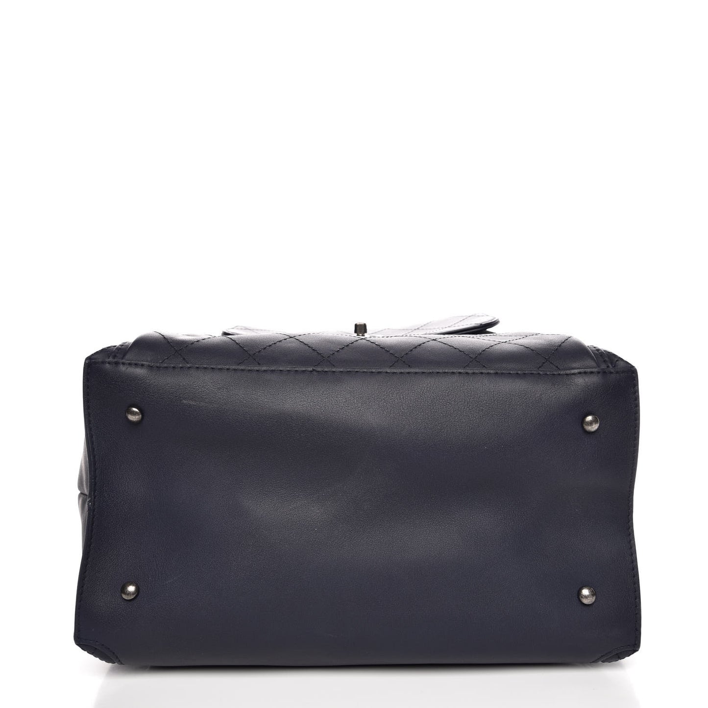 Calfskin Stitched Large Urban Luxury Drawstring Backpack Navy Blue