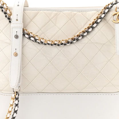 Chanel Aged Calfskin Quilted Large Gabrielle Hobo White 7 of 10