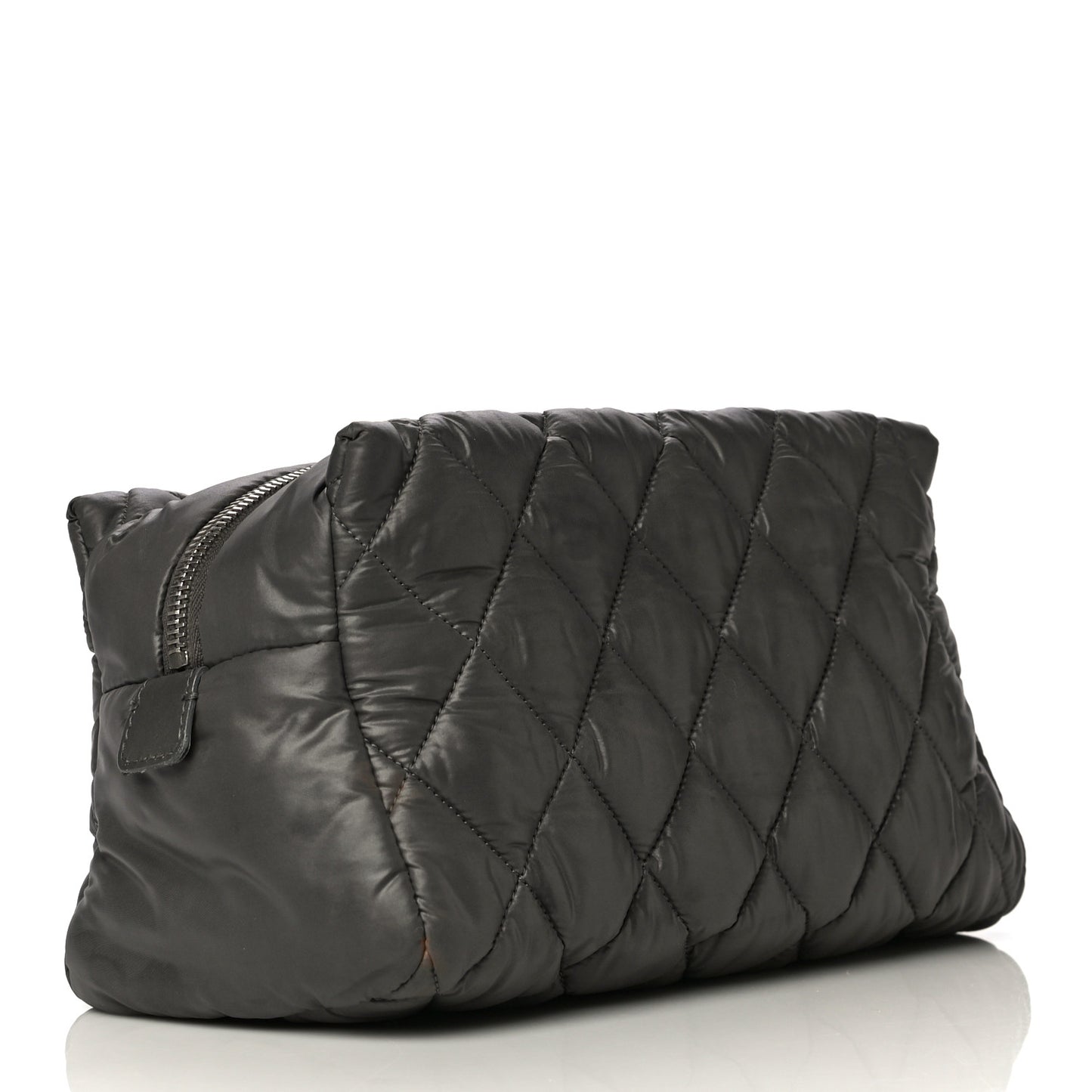 Nylon Quilted Cocoon Cosmetic Case Grey
