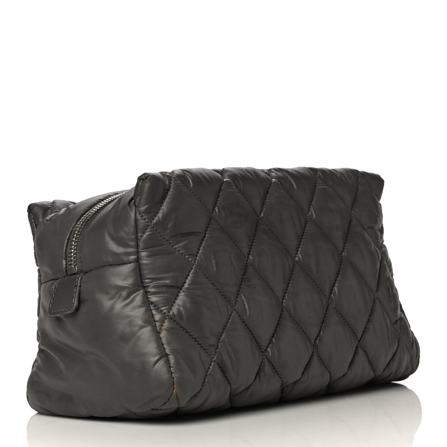 Chanel Nylon Quilted Cocoon Cosmetic Case Grey 3 of 16
