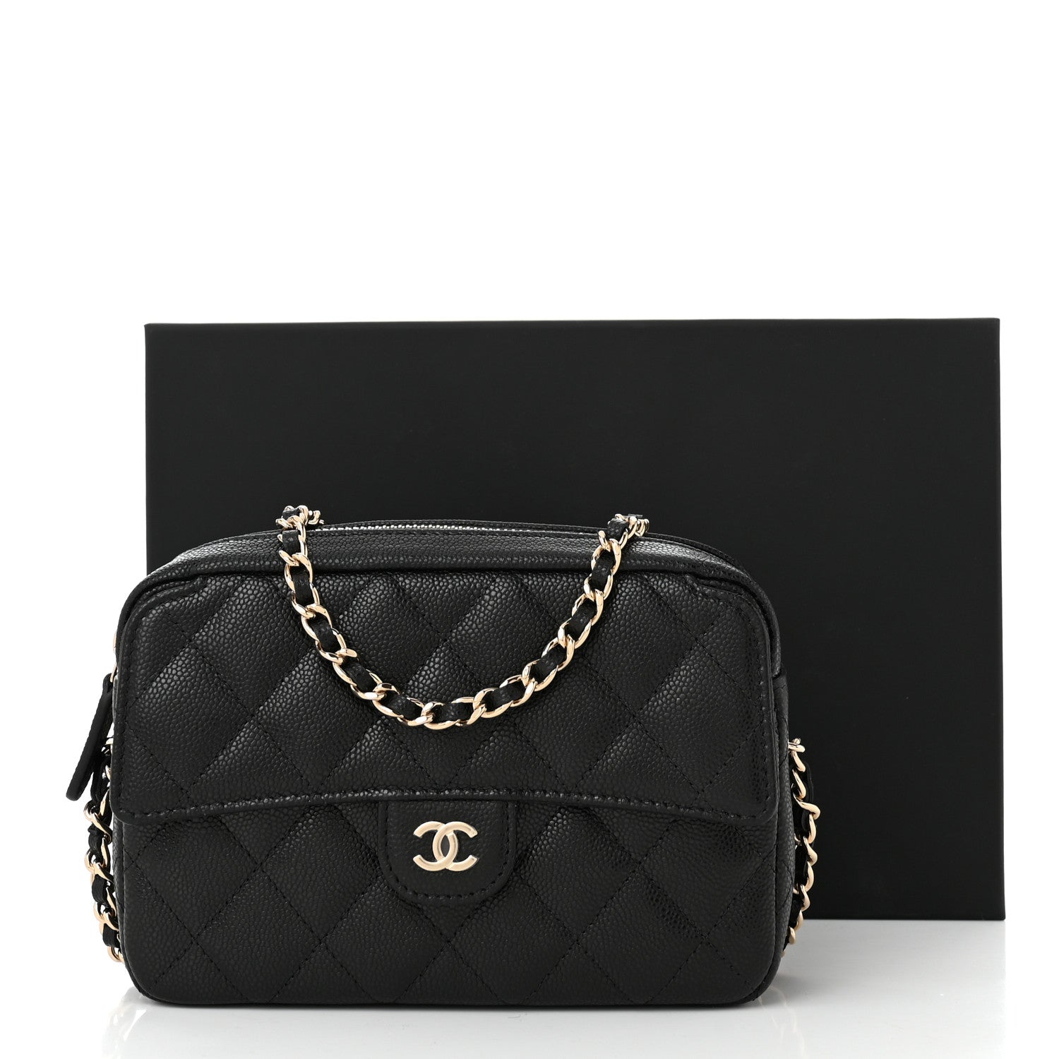 Chanel Caviar Quilted Mini Zip Clutch With Chain Black 11 of 11