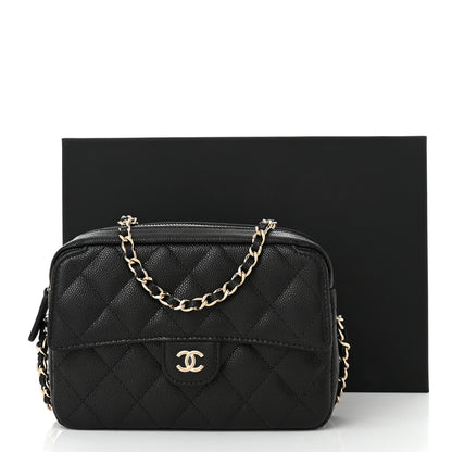 Chanel Caviar Quilted Mini Zip Clutch With Chain Black 11 of 11