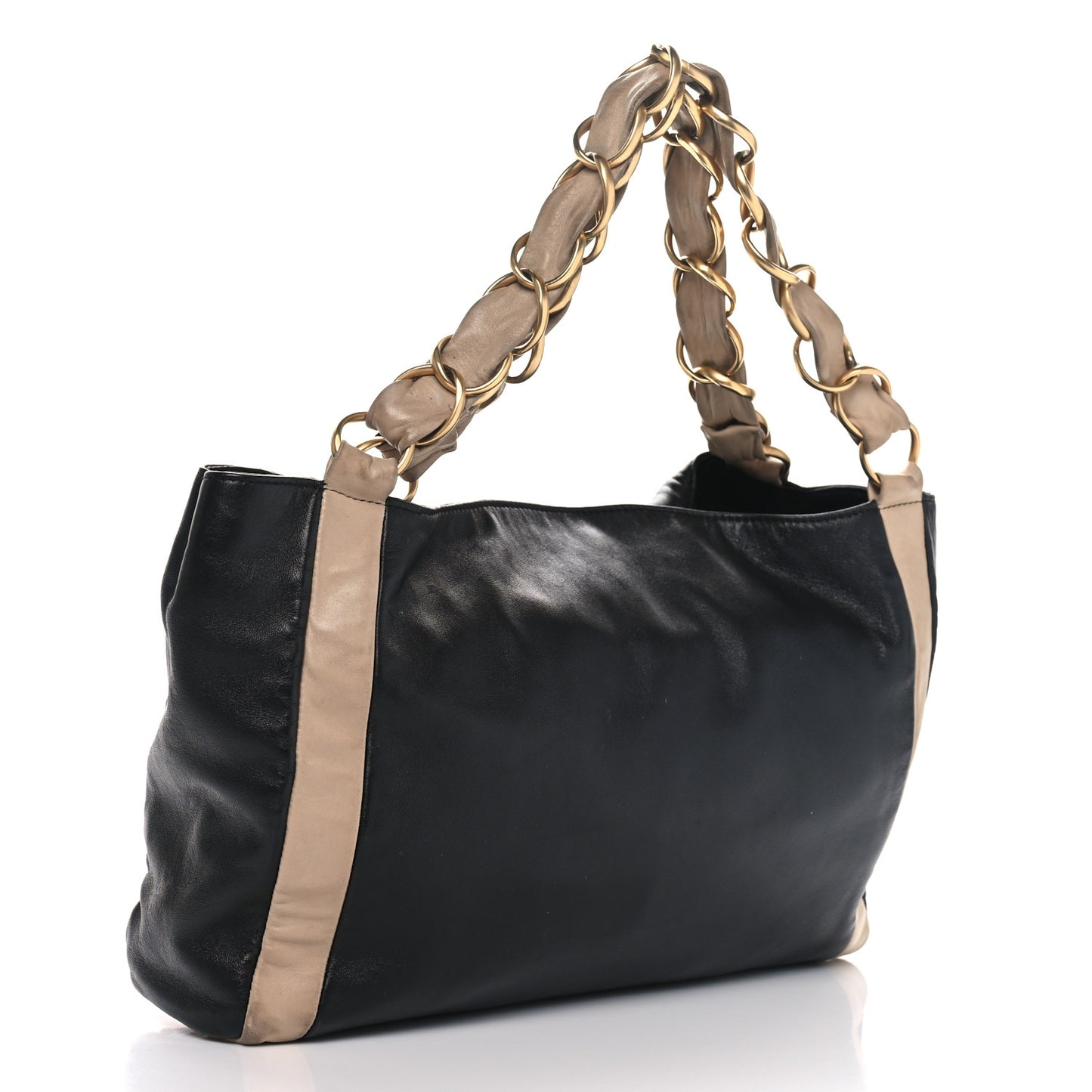 Lambskin Small Olsen Shoulder Bag Black Beige