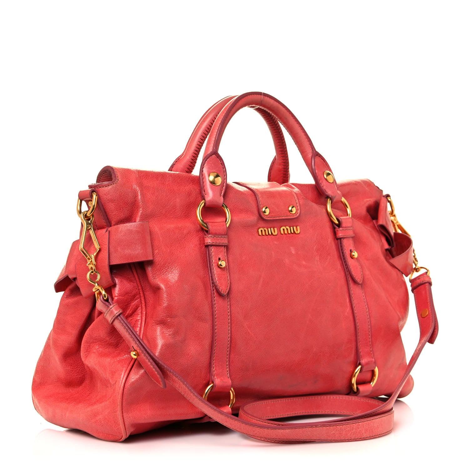 Miu Miu Vitello Lux Medium Bow Bag Rosa 2 of 23
