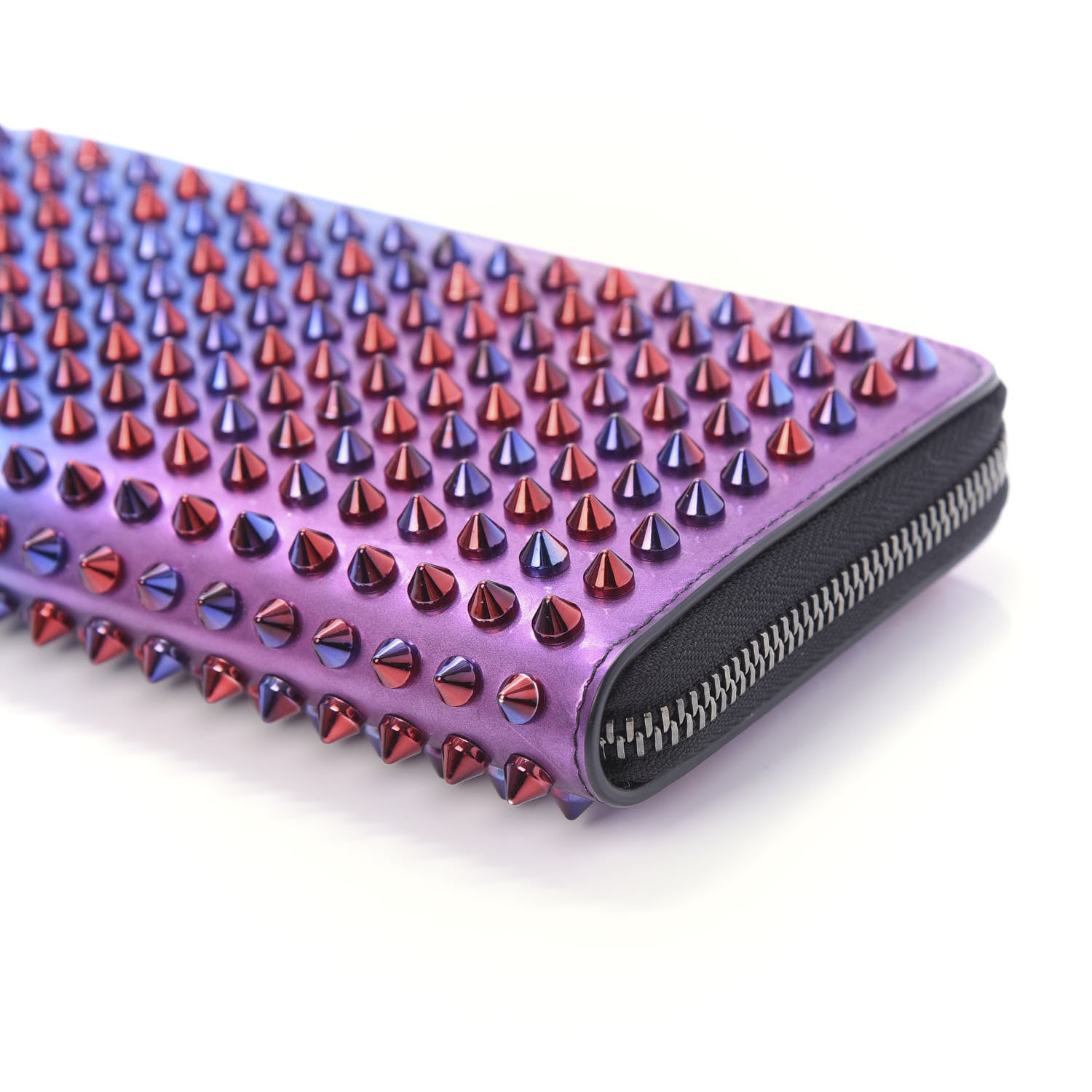 Christian Louboutin Patent Scarabe Spikes Panettone Zip Around Wallet Rose Digitale 7 of 9