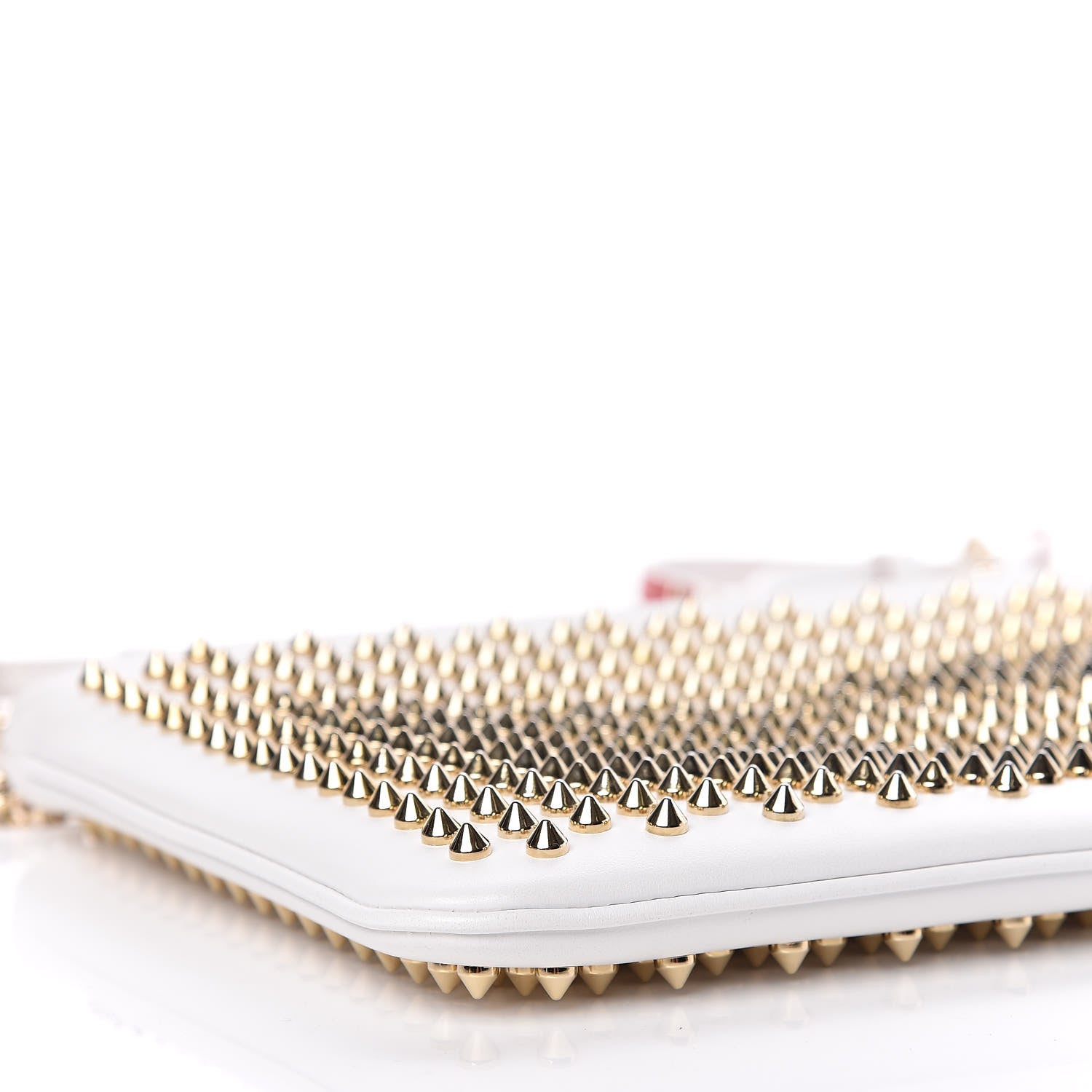Christian Louboutin Calfskin Studded Loubiposh Chain Clutch White Gold 8 of 10