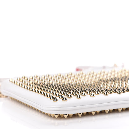 Christian Louboutin Calfskin Studded Loubiposh Chain Clutch White Gold 8 of 10