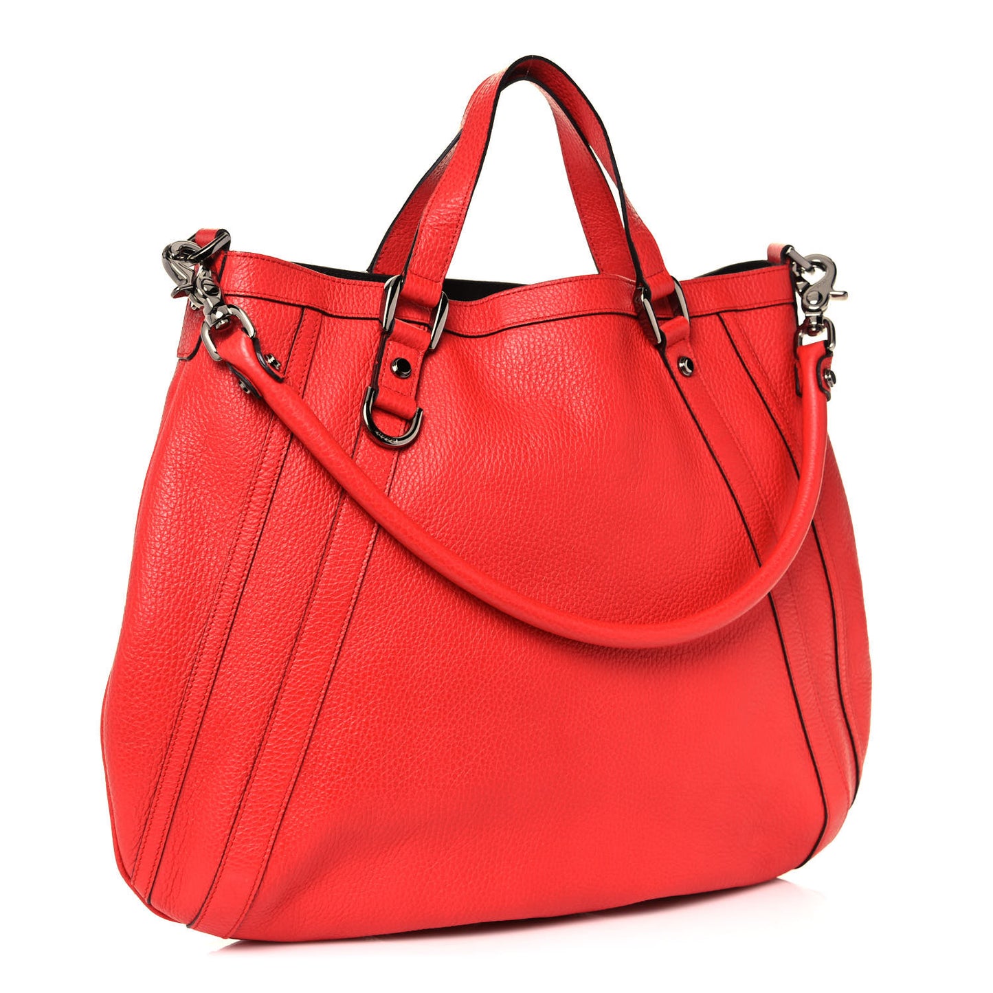 Pebbled Calfskin Medium Abbey Convertible Tote Red