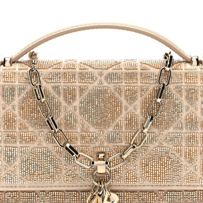 Christian Dior Calfskin Technical Fabric Beaded Embroidered Cannage Mini My Dior Top Handle Clutch Caramel Beige 7 of 9