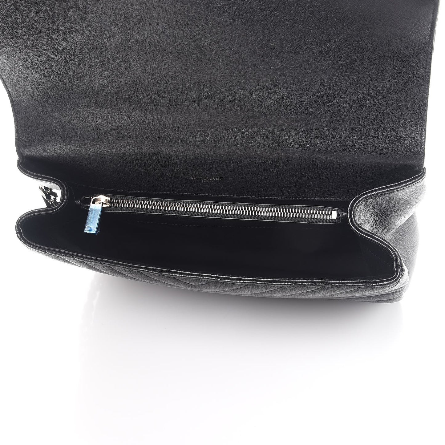Sheepskin Matelasse Chevron Monogram Large College Satchel Black