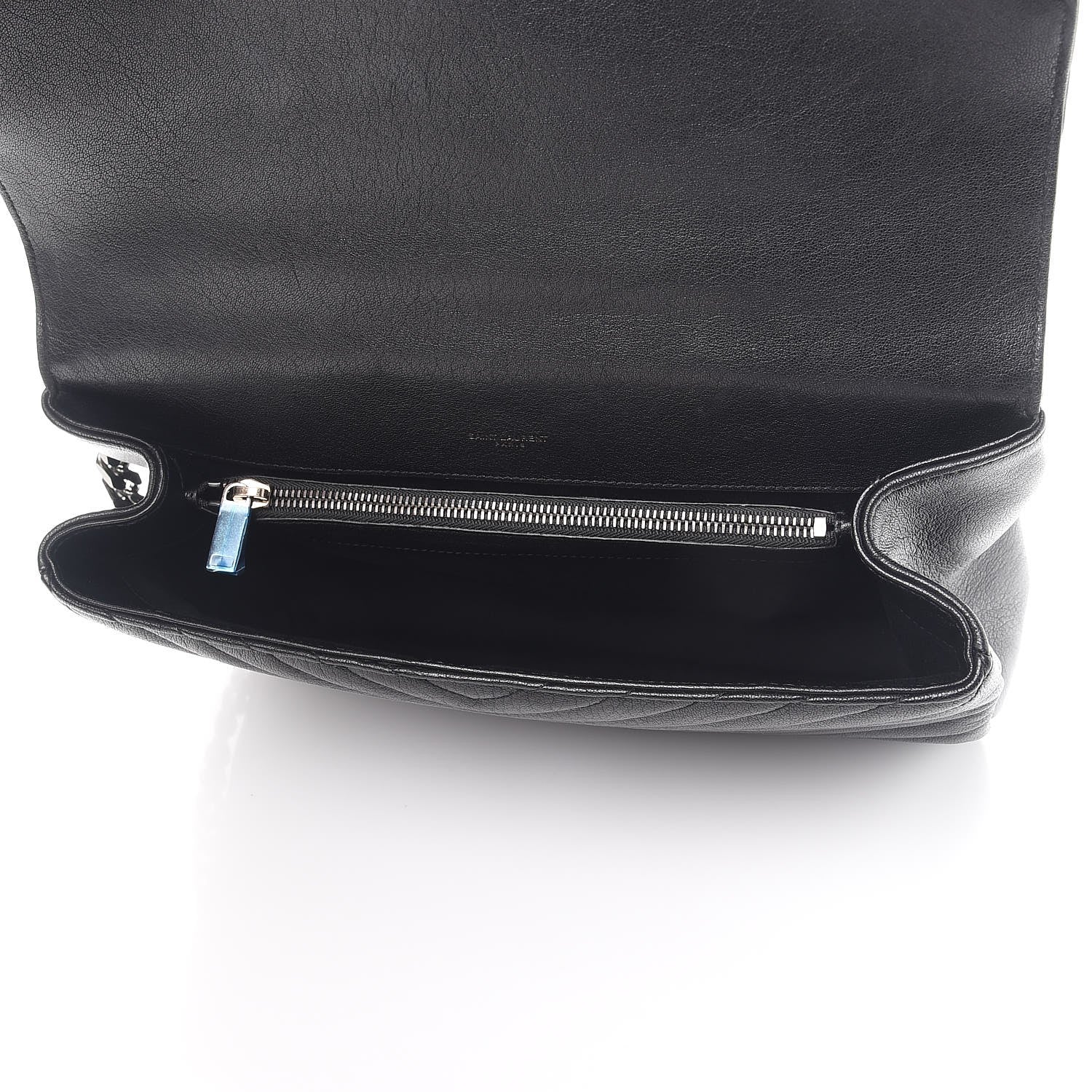 Saint Laurent Sheepskin Matelasse Chevron Monogram Large College Satchel Black 5 of 9
