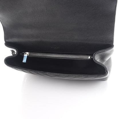 Saint Laurent Sheepskin Matelasse Chevron Monogram Large College Satchel Black 5 of 9