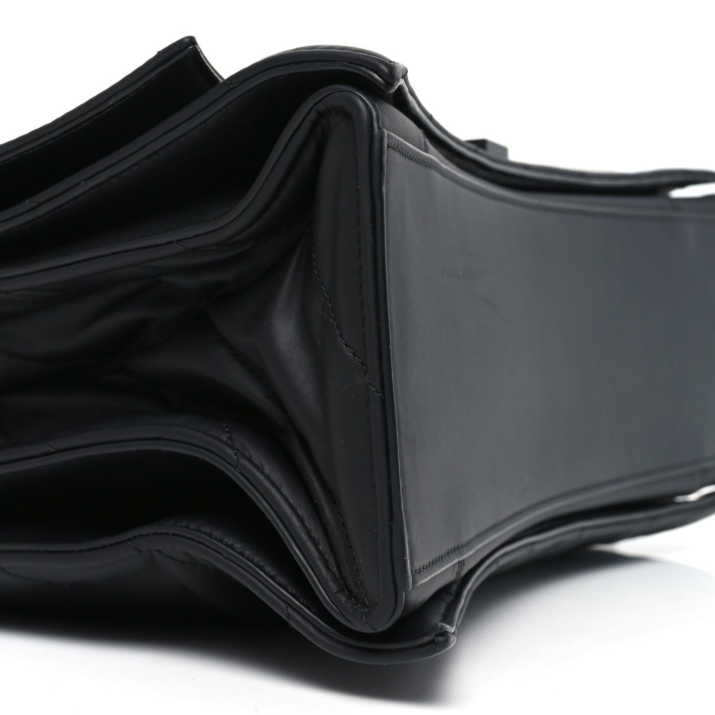 Satin Calfskin Quilted Matte Black Hardware Large Crush Chain Bag Black