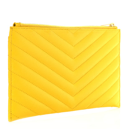 Saint Laurent Grain De Poudre Chevron Monogram Bill Pouch Mimosa 3 of 9