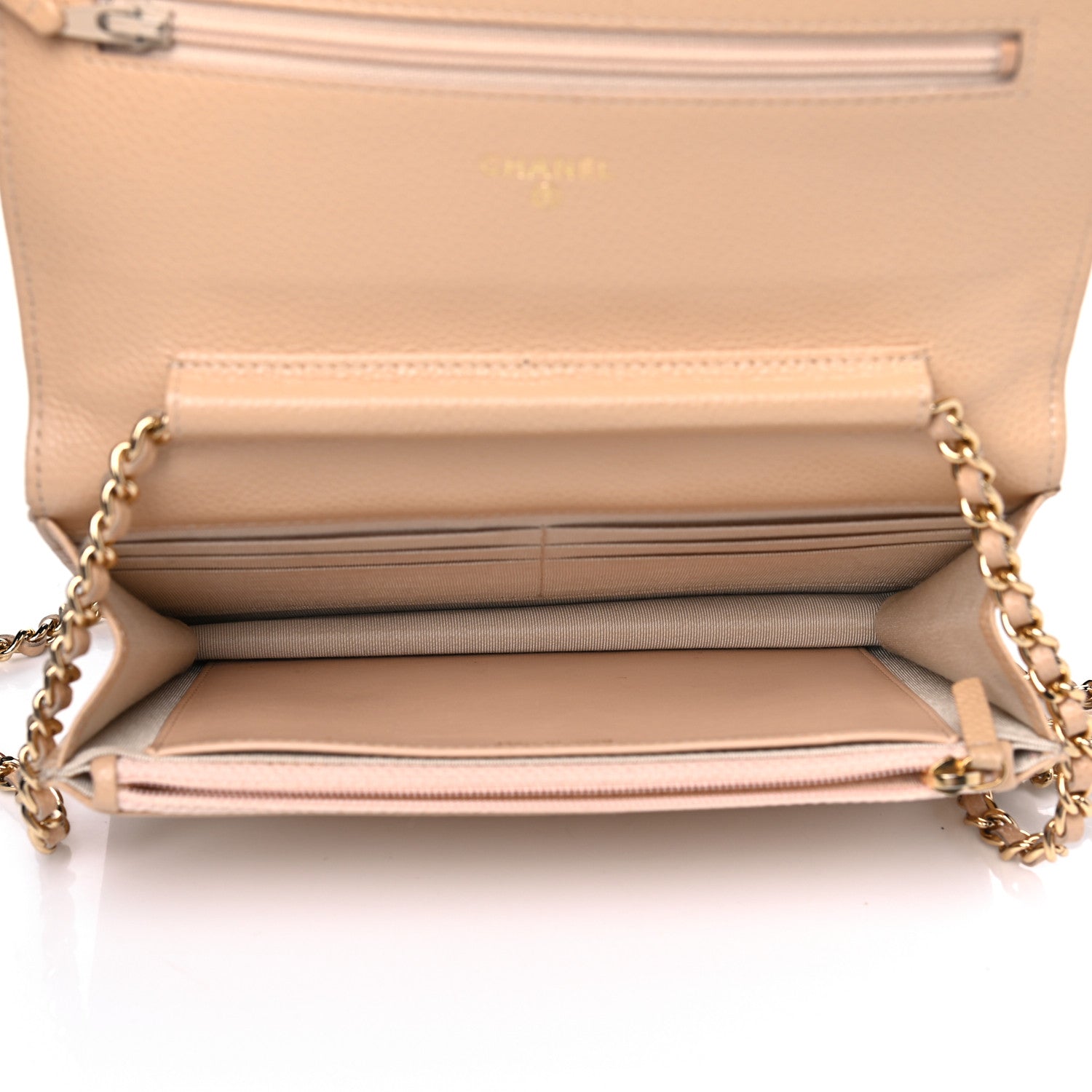 Chanel Caviar Quilted Wallet On Chain WOC Beige 4 of 14