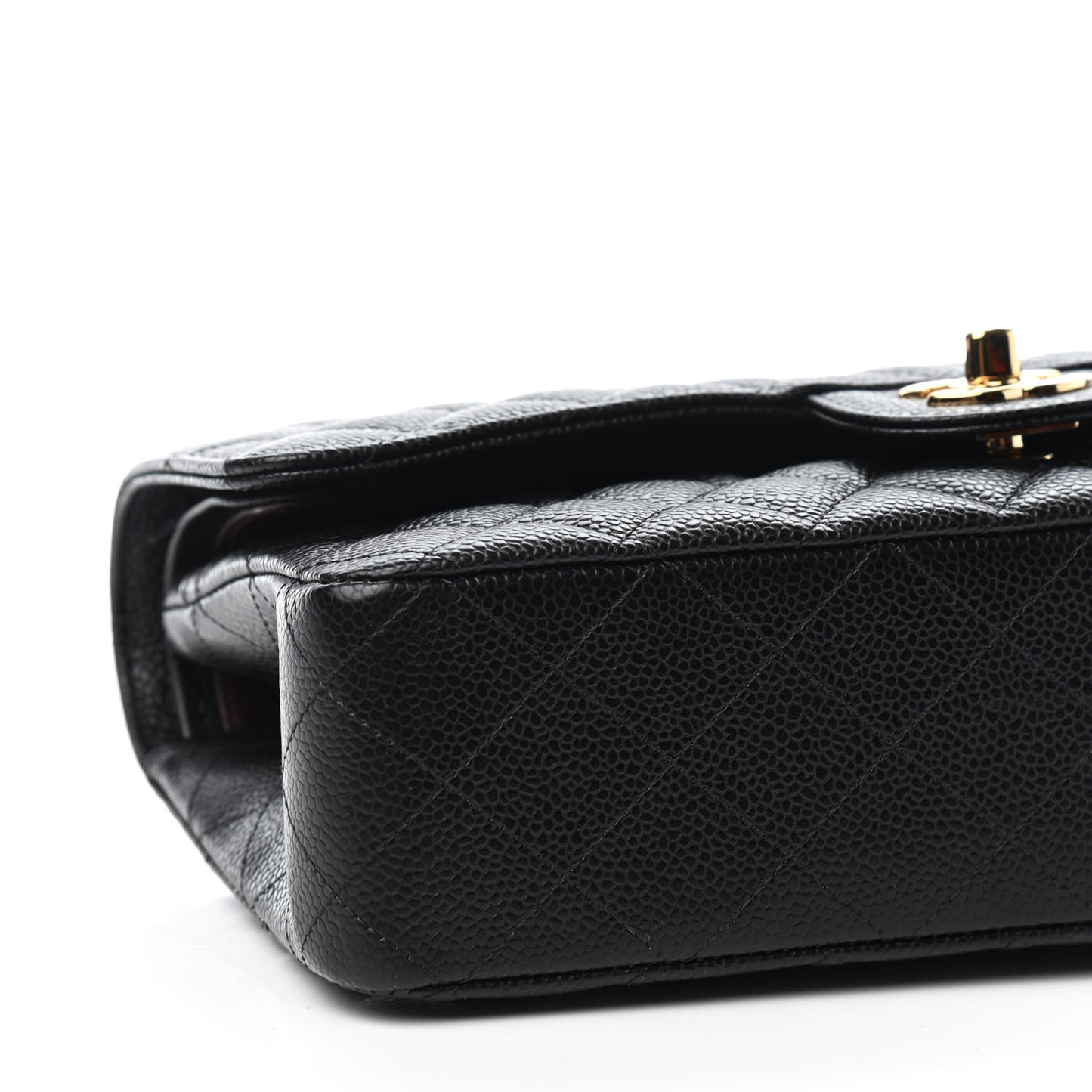 Caviar Quilted Medium Double Flap Black
