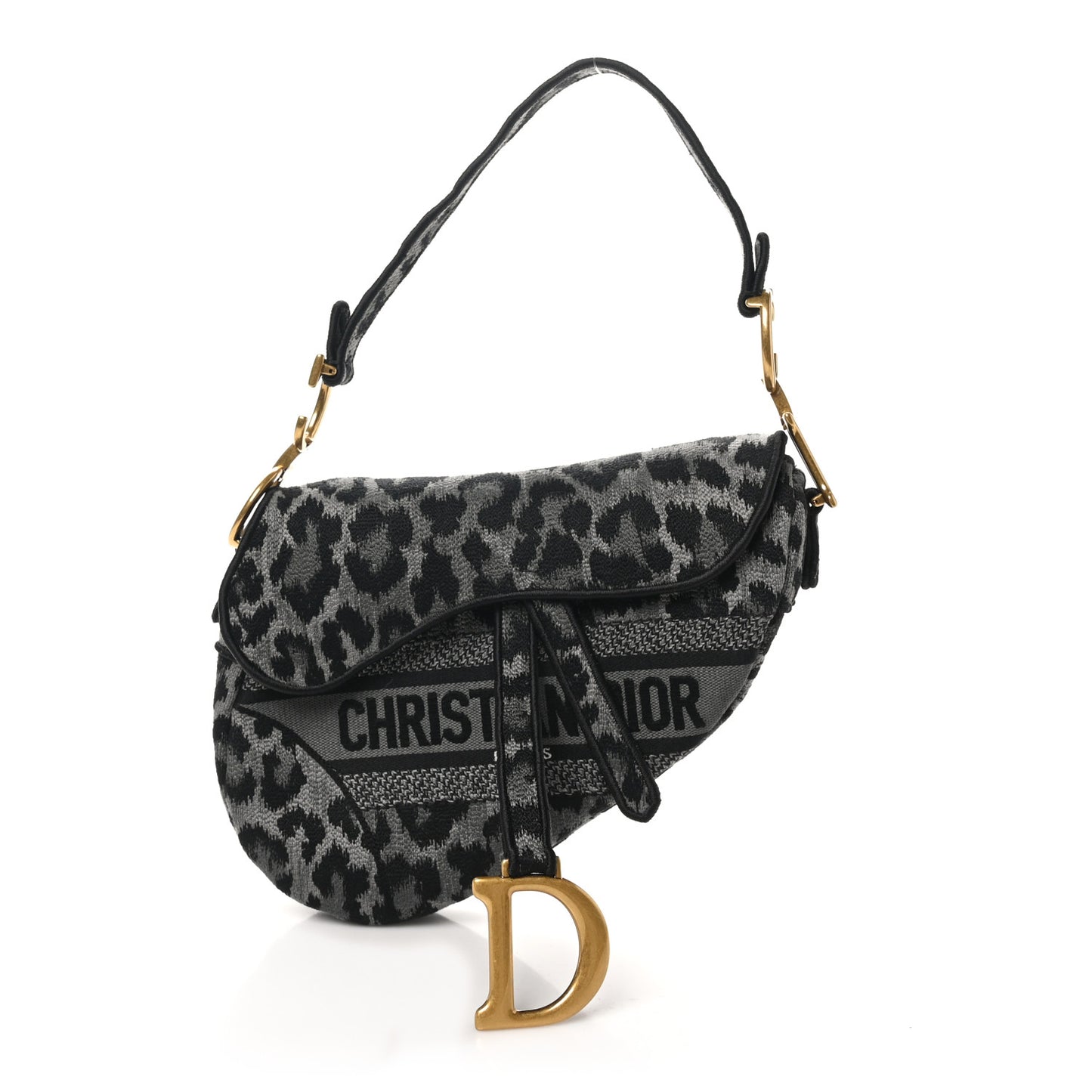 Canvas Mizza Embroidered Saddle Bag Gray