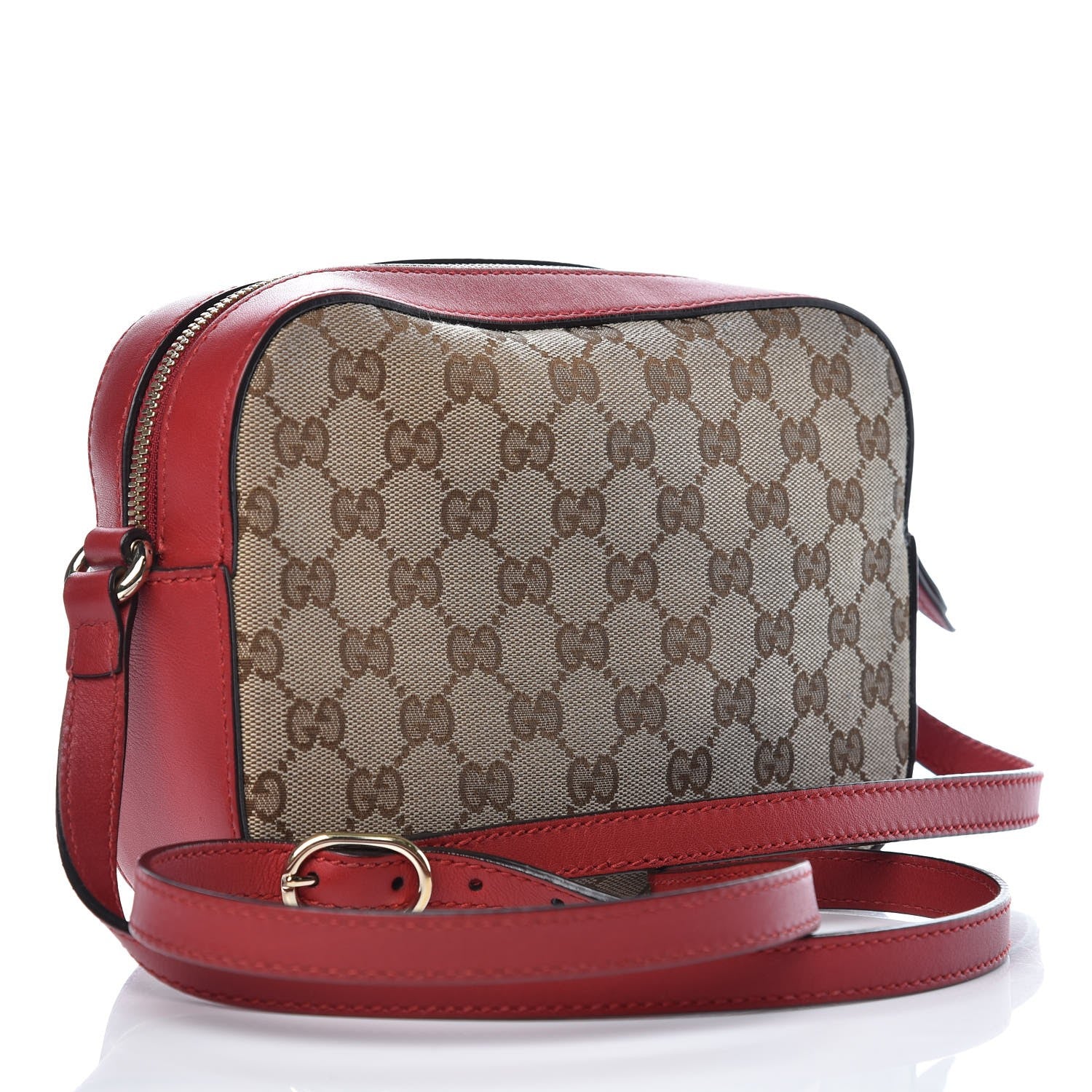 Gucci Monogram GG Supreme Web Small Webby Bee Shoulder Red 3 of 14